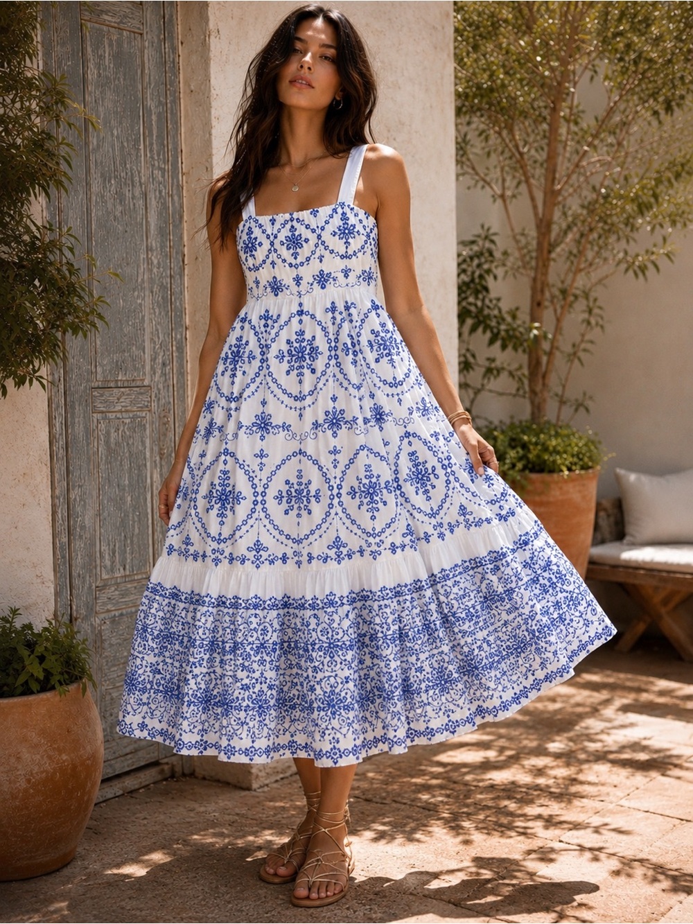 #102 New! Embroidered Cotton Floral Dress - Picture 3 of 3